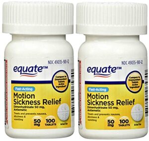equate - motion sickness 50 mg, 100 tablets (2 pack)