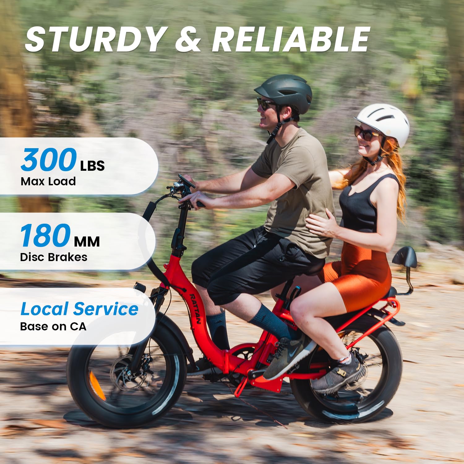 Rattan LM/LF PRO Electric Bike 750W ebike 48V 13AH Removable Battery Electric Bicycle 20"* 4.0 All Terrain Tire Electric Bike for Adults, Ebikes for Adults (LF-Red)