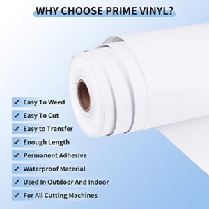 Prime Vinyl White Permanent Vinyl Roll - 12" x 55 Ft-White Self Adhesive Vinyl Roll for Silhouette Cameo, Decor Sticker, Cutting Machine, Craft Cutter Machine, Home Decal