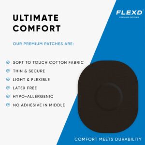 Flexd - Freestyle Waterproof Sensor Covers for Libre 2 & 3 - (30 Pcs) - Libre 3 Sensor Covers - CGM Adhesive Patches - Without Adhesive in The Center - (Oval - Black)