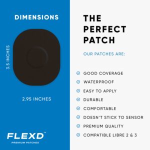 Flexd - Freestyle Waterproof Sensor Covers for Libre 2 & 3 - (30 Pcs) - Libre 3 Sensor Covers - CGM Adhesive Patches - Without Adhesive in The Center - (Oval - Black)