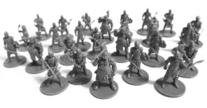 drunk'n dragon dnd guards minis 25 fantasy miniatures for tabletop/dungeons and dragons roleplaying games - bulk minis unpainted- figures starter set
