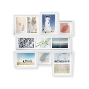 umbra edge multi wall display – collage frame for family photos, holiday pictures and prints, white