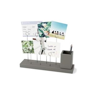 Umbra Gala Photo Display, Multi Gallery for 7 Images Plus Planter/Pen Holder, Desk Picture Frame, W31×D21×H8cm, Gray