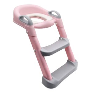 httmt- pink toddler potty training seat ladder step toilet girl chair infant kids bathroom trainer [p/n: et-baby002-pink]