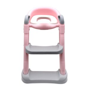 HTTMT- Pink Toddler Potty Training Seat Ladder Step Toilet Girl Chair Infant Kids Bathroom Trainer [P/N: ET-BABY002-PINK]