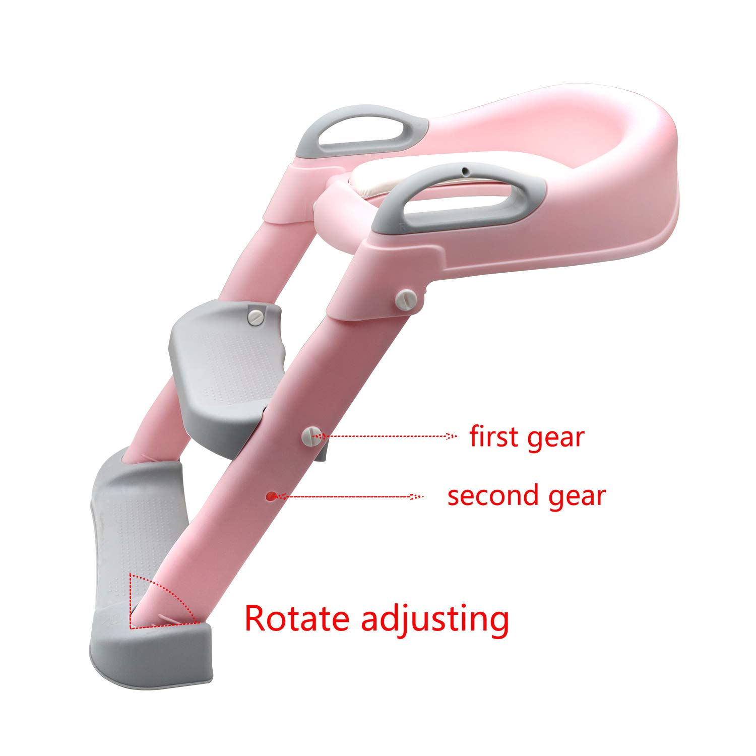 HTTMT- Pink Toddler Potty Training Seat Ladder Step Toilet Girl Chair Infant Kids Bathroom Trainer [P/N: ET-BABY002-PINK]