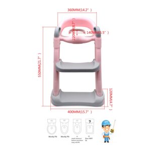 HTTMT- Pink Toddler Potty Training Seat Ladder Step Toilet Girl Chair Infant Kids Bathroom Trainer [P/N: ET-BABY002-PINK]