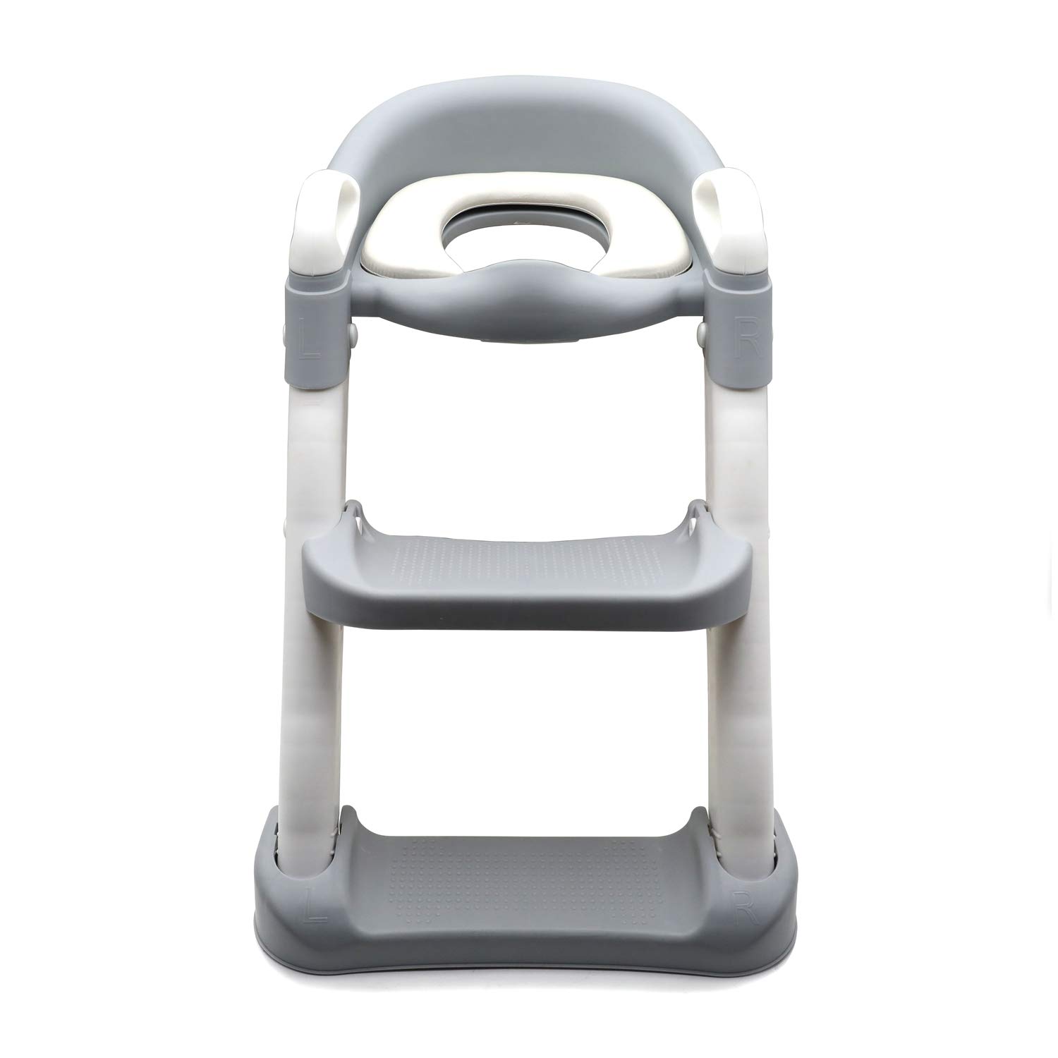 HTTMT- Classic Potty Training Toilet Ladder Seat With Upgraded Cushion Step Stool Ladder Toilet Chair/Toilet Trainer for Baby Toddler Kids Children In Gray [P/N: ET-BABY002-GRAY-C]