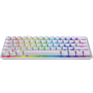 razer huntsman mini 60 percent wired optical clicky switch gaming keyboard with chroma rgb backlighting, pbt keycaps, mechanical keyboards for pc gaming computer, mercury white (renewed)