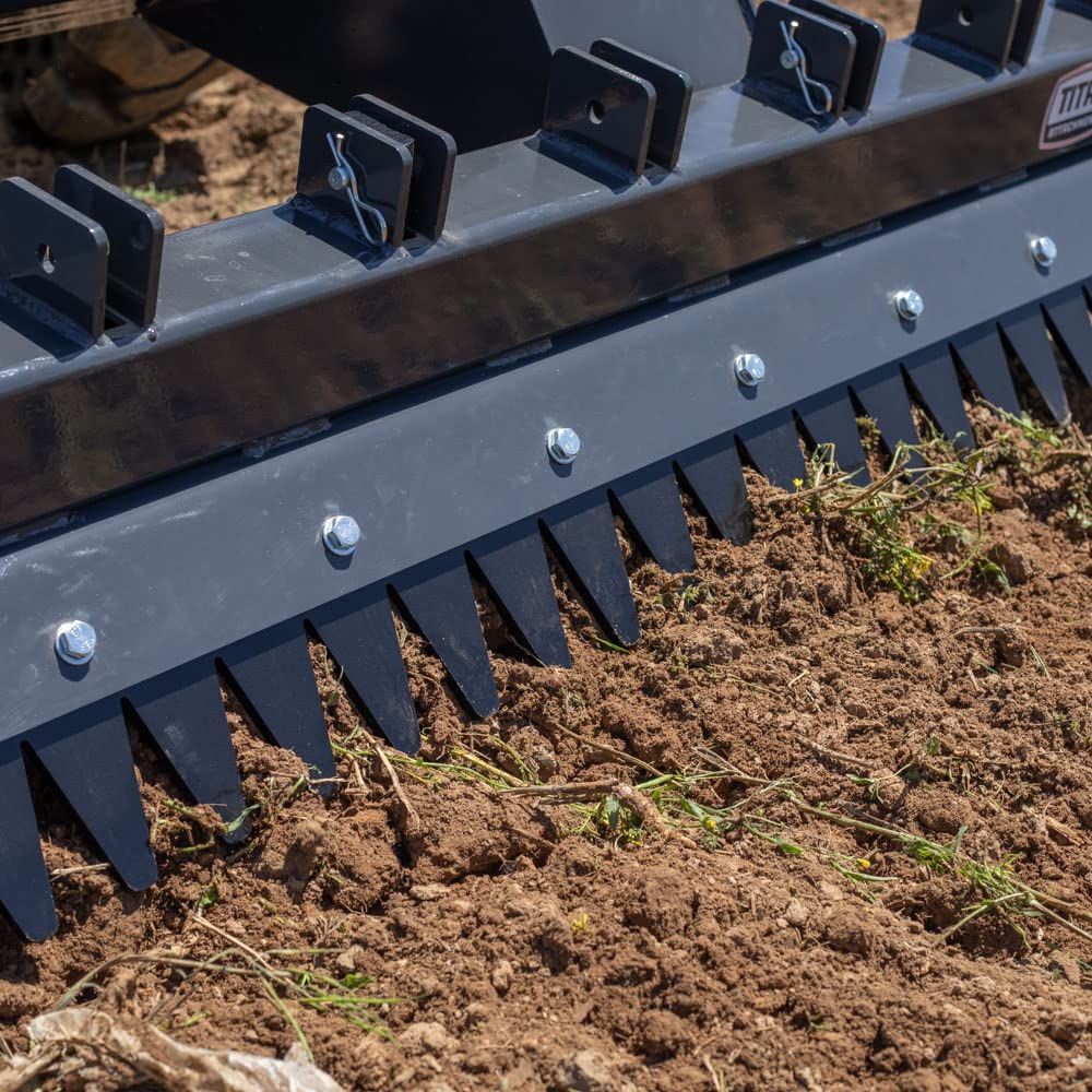 Titan Attachments Bolt-On 72in Ripper Comb Attachment, 10mm Landscape Rake Comb, Level and Grade