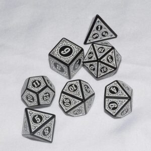 DND Dice 7Pieces, Raised Pattern Black and White Mixed Polyhedral DND Dice for RPG MTG Table Game Dice