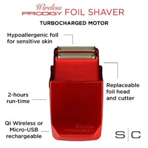 StyleCraft Prodigy Professional Cordless Hypoallergenic Gold Foil Shaver with Cap, Matte Metallic Red
