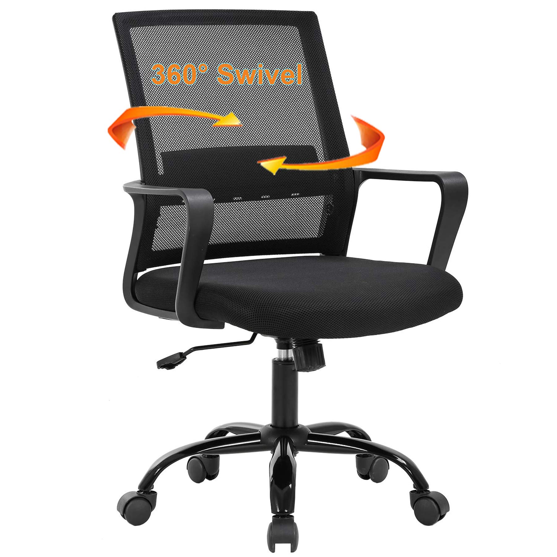 Office Chair Ergonomic Mesh Desk Chair Computer Chair Adjustable Executive Rolling Swivel Chair Lumbar Support Modern Executive Home Chair Mid Black Game Task Chair Furniture for Women&Men