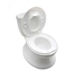 XKMT- Baby Kids Portable Potty Training Toilet with Life-Like Flush Button & Sound for Toddlers Kids, White [P/N: ET-BABY004-WHITE]