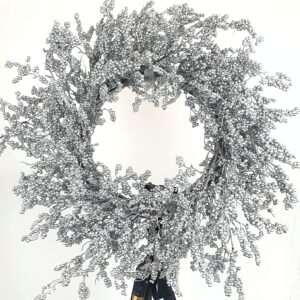 26 Inch Winter Front Door Wreath Silver Berry Wreath Winter Christmas Wreath with Silver Metallic Berry on Farmhouse Grapevine for Festival Celebration Front Door Wall Window Decoration Home Décor