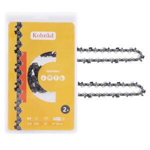 kohnkdllc 14 inch chainsaw chains .050" gauge, 3/8" lp pitch, 52 drive links s52 for greenworks husqvarna poulan echo worx and for ryobi ry3716, 2 pack