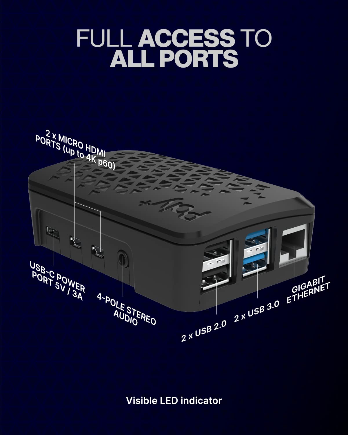 Argon Poly+ Case | Raspberry Pi 4 Plastic Case with PWM controllable Fan and Heatsink | Removable Top