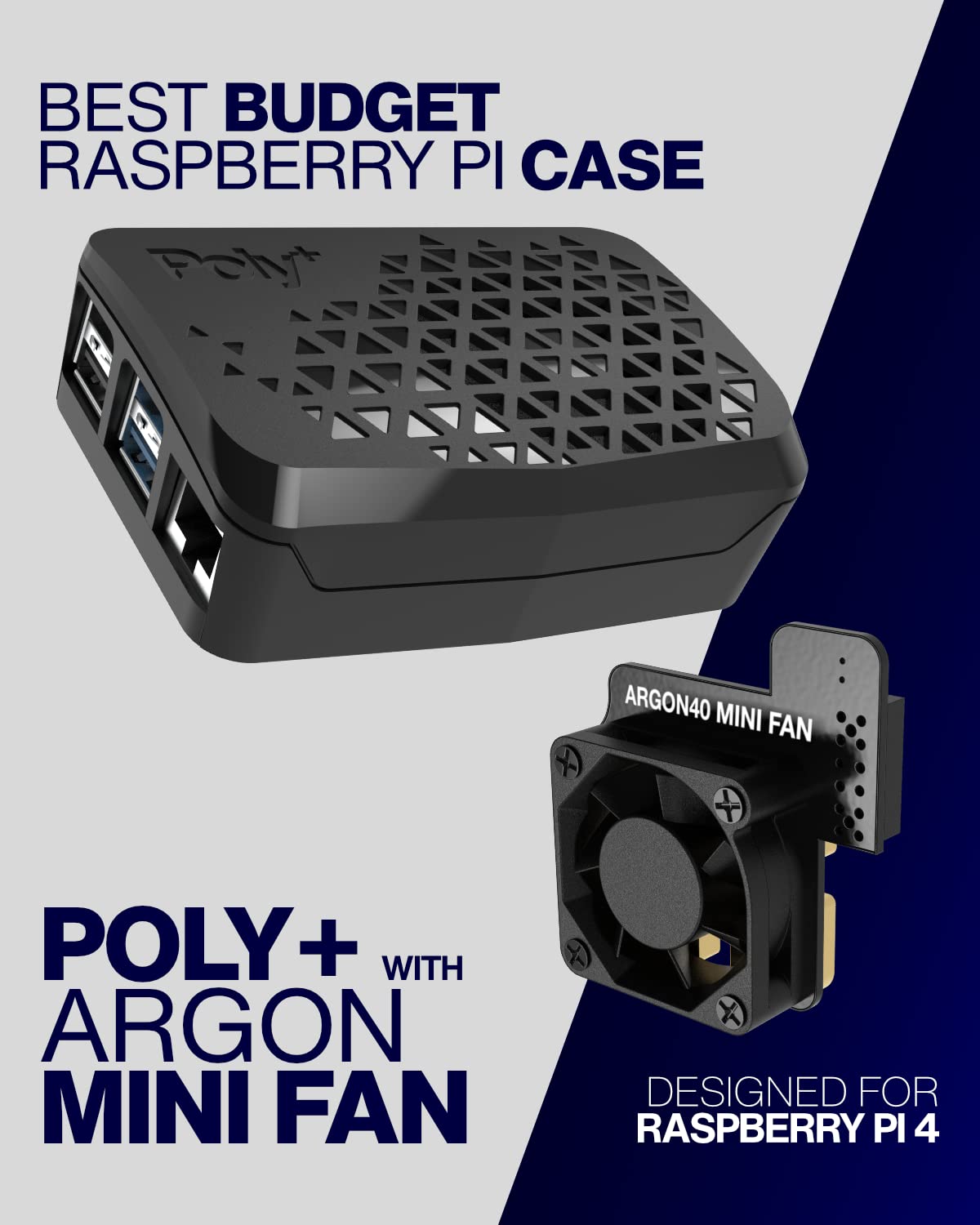 Argon Poly+ Case | Raspberry Pi 4 Plastic Case with PWM controllable Fan and Heatsink | Removable Top