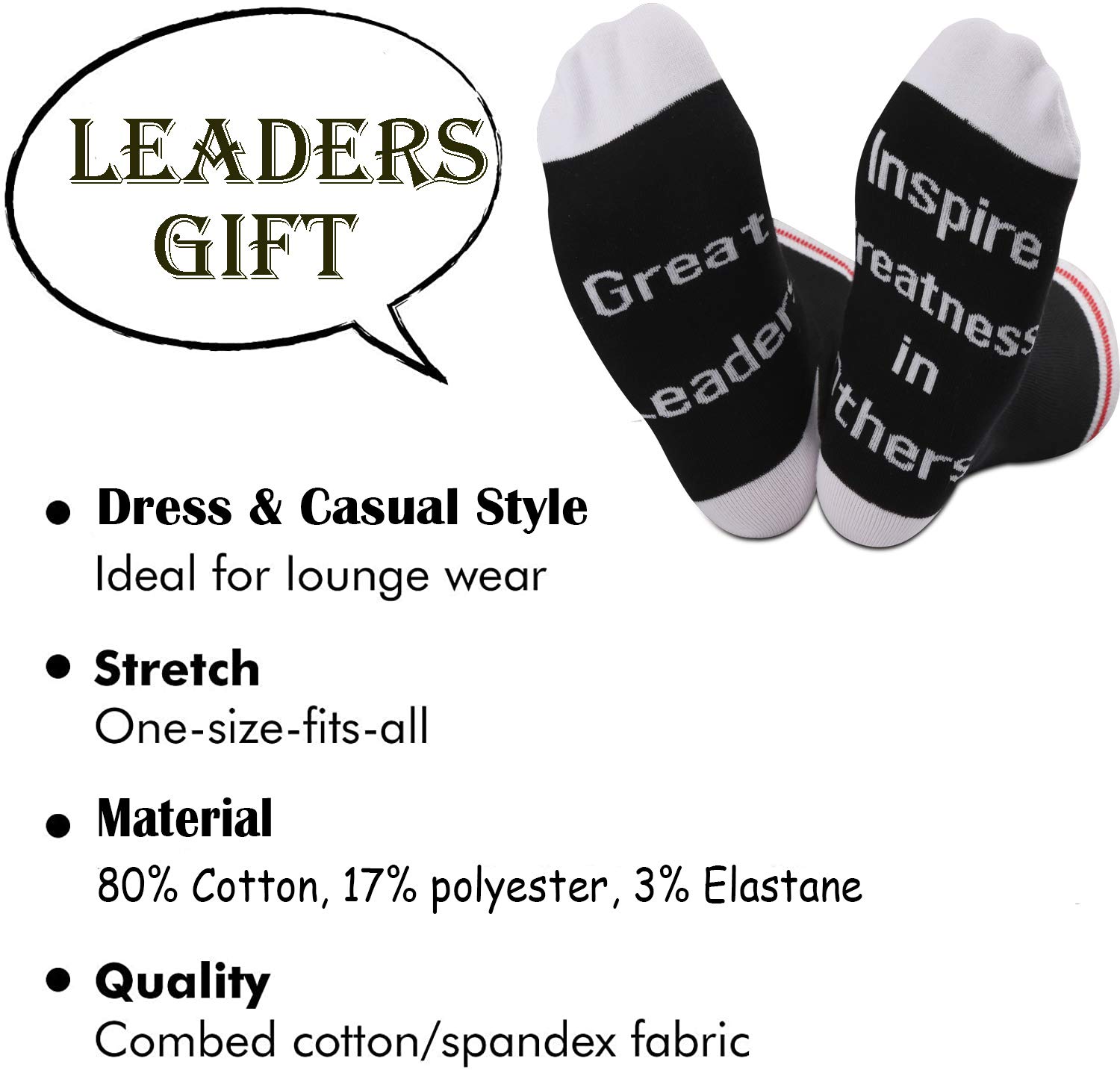 TSOTMO 2 Pairs Great Leaders Inspire Greatness in Others Socks (Great Leaders)