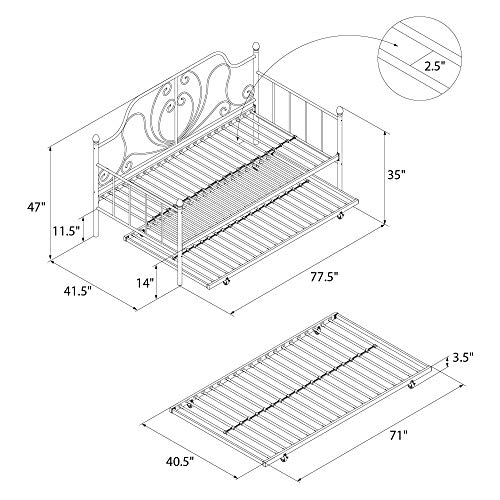 DHP Lucie Metal Twin Size Frame, Black Daybed