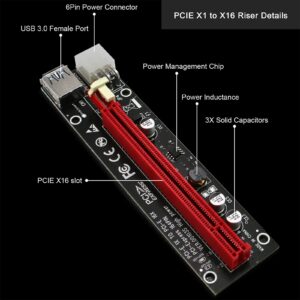 FebSmart GPU Riser for Ethereum Mining Rigs, PCIE Risers for ETH Mining Rigs, GPU Extension Cable, PCIE Extension Cable, PCIE X16 Riser, VER006C PCIE Riser, VER006C GPU Riser (Black-6PCS)