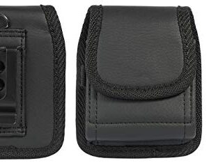 Case for RAZR Flip Phone, Nakedcellphone Black Vegan Leather Vertical Pouch [with Belt Loop, Metal Clip, Magnetic Closure] for Motorola Moto RAZR+ 2023/2020/2019