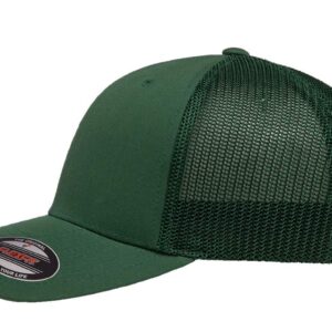 2001 Bullitt Ford Mustang Outline Design Flexfit Trucker Mesh Fitted Cap Forest