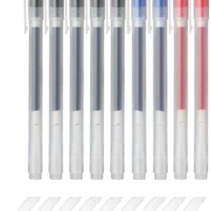 MUJI Gel Ink Ballpoint Pens 0.5mm Set of 9 Pack (5 Black 2 Blue 2 Red)