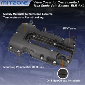 MITZONE Engine Valve Cover Compatible with 2011-2019 Chevy Cruze Sonic Volt Trax Buick Encore Cadillac ELR 1.4L Turbo Replace# 55573746 25198498 264-968