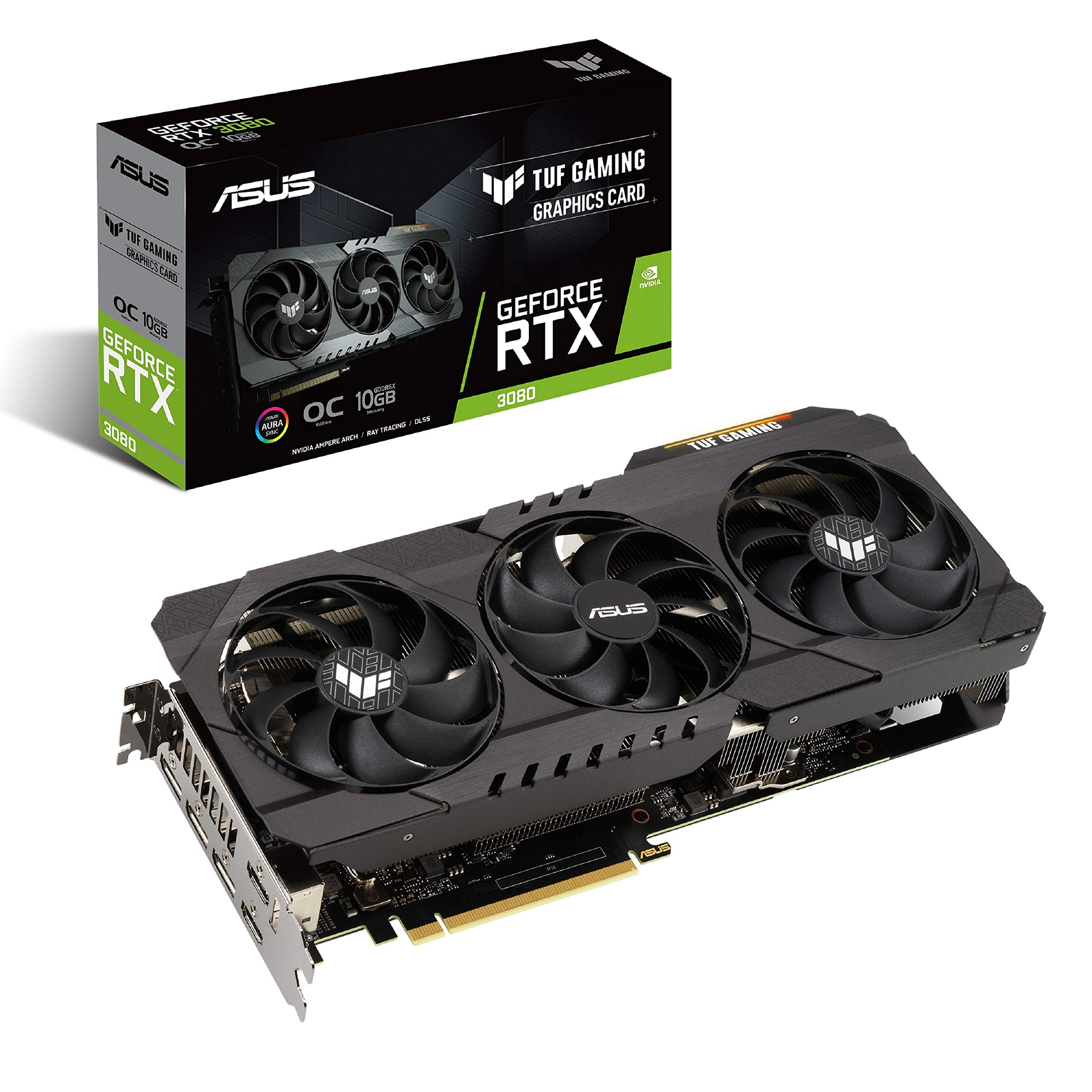 ASUS TUF Gaming NVIDIA GeForce RTX 3080 OC Edition Graphics Card- PCIe 4.0, 10GB GDDR6X, HDMI 2.1, DisplayPort 1.4a, Dual Ball Fan Bearings