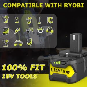 Powilling 6000mAh 18v Lithium Battery Replacement for Ryobi 18-Volt 18L50 ONE+ P104 P105 P102 P103 P107 P108 P109 Cordless Tool