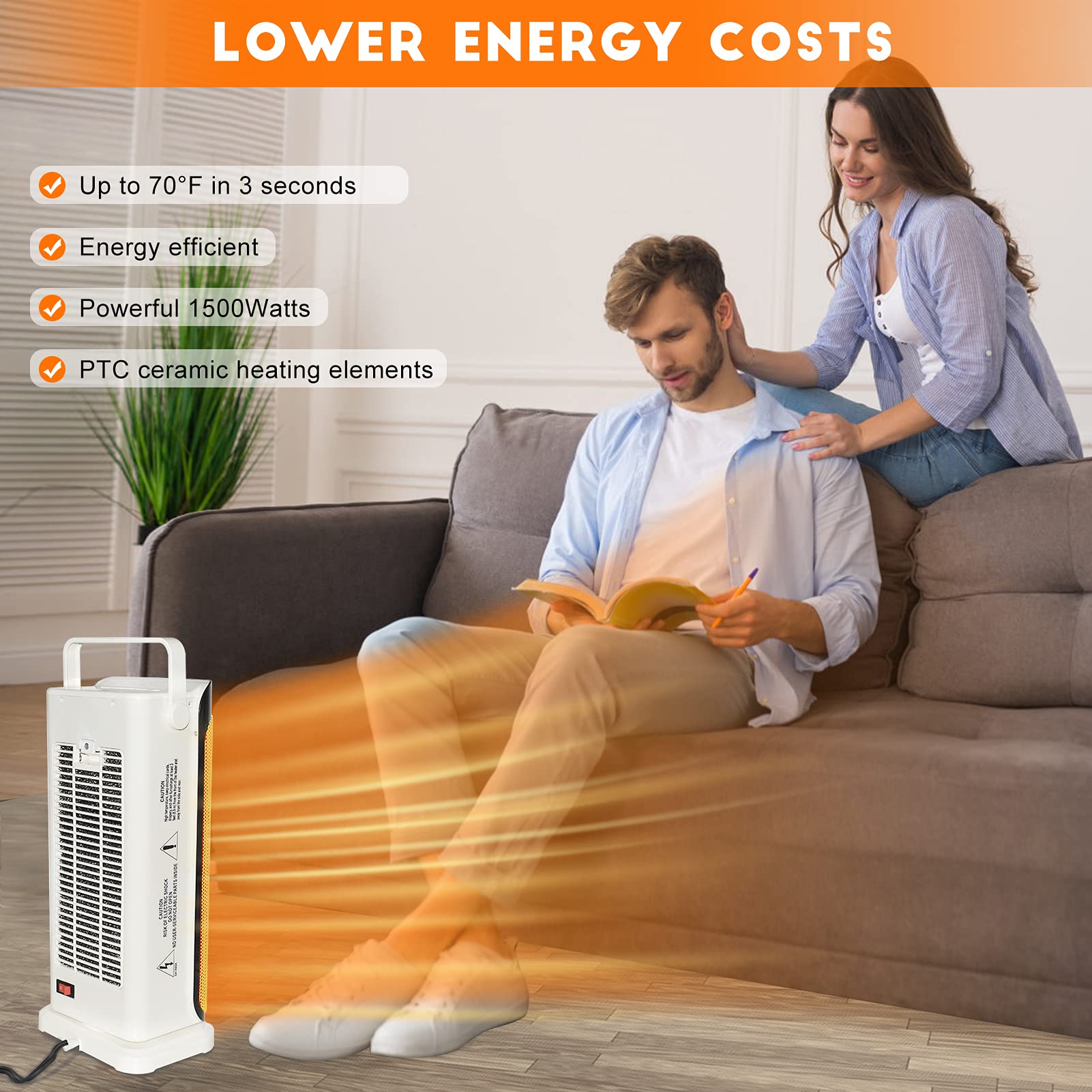 tectake Space Heater - 1500W Portable Electric Heater with Remote, Fast Heating Ceramic Tower Heater Fan, 12H Timer, 120°Oscillating Heater for Indoor Use Office Large Room Bedroom Desk