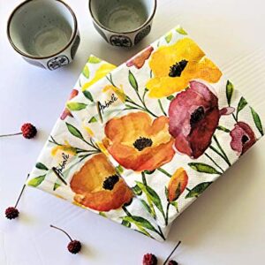 20-ct 13x13 Decorative Napkins for Decoupage Orange Poppy Napkins Mother's Day Floral Napkins Father's Napkins Decorative Paper Napkins Disposable Pretty Flower Lunch Cocktail Napkins Aquarell Poppy