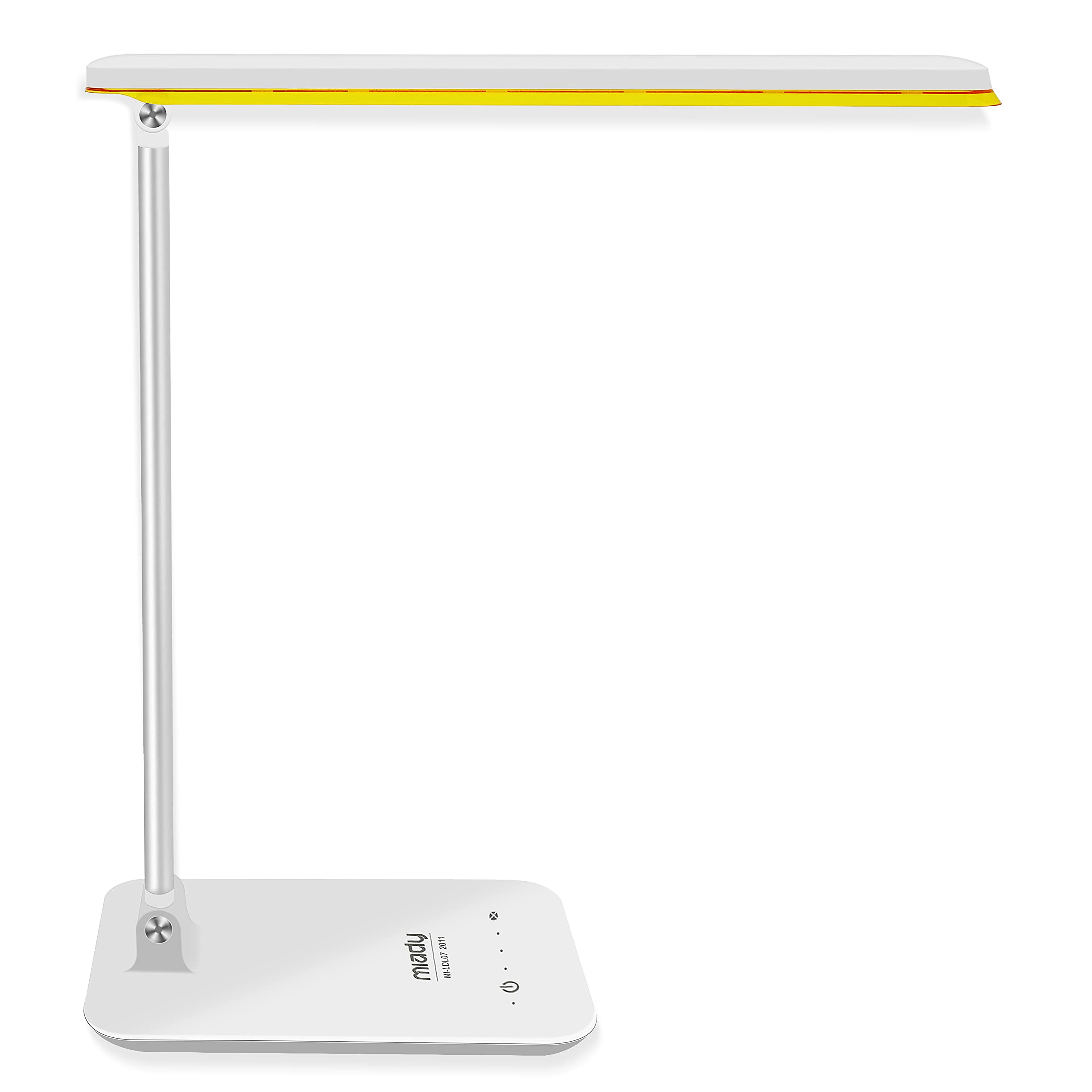 Miady LED Desk Lamp Eye-Caring Table Lamp, 3 Color Modes with 4 Levels of Brightness, Dimmable Office Lamp with Adapter, Touch Control Sensitive(White Aluminum)