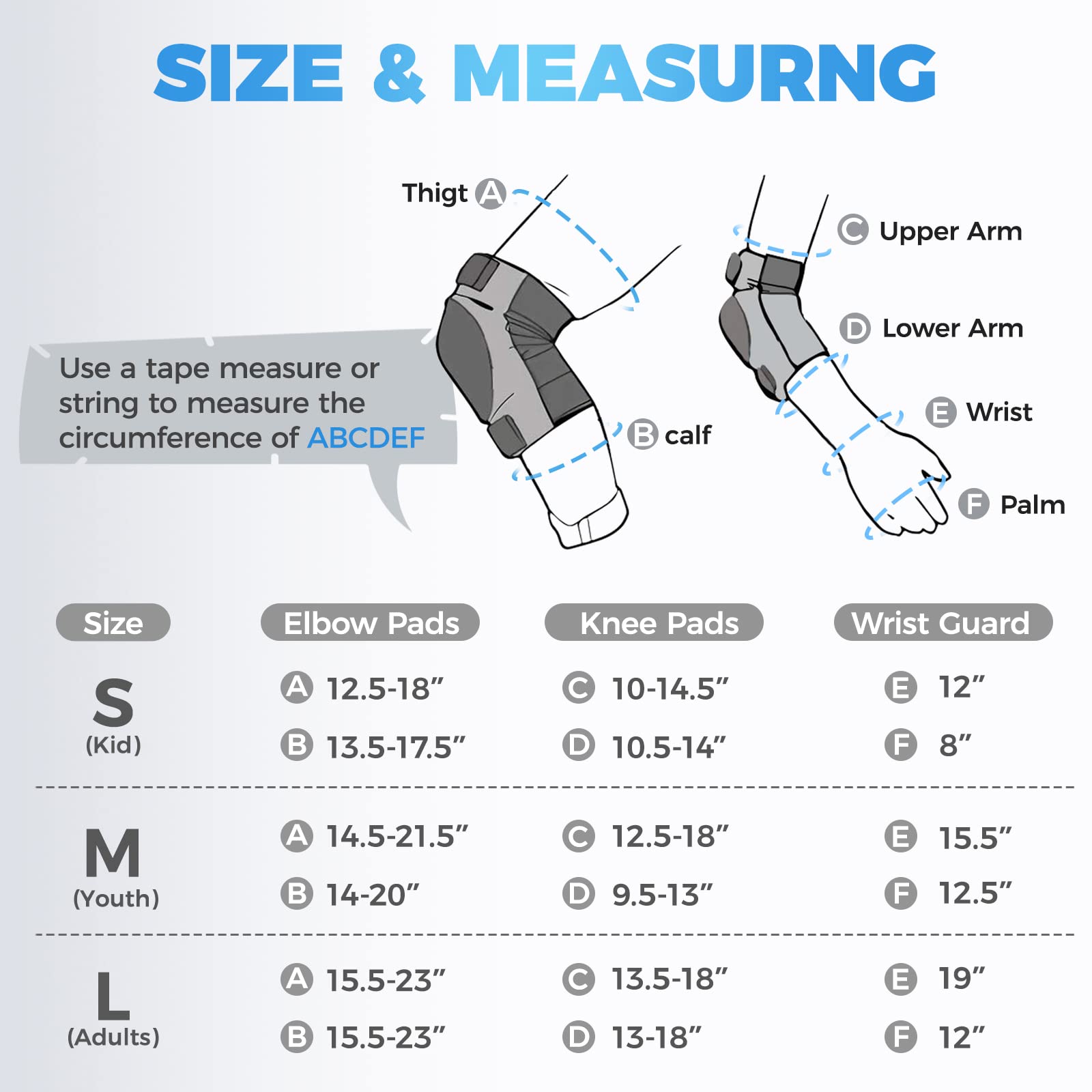 BOSONER Roller and Skating Pads for Kids-Youth-Adults: Knee Pads and Elbow Pads and Wrist Guards Set - Medium Size for Age 9-15