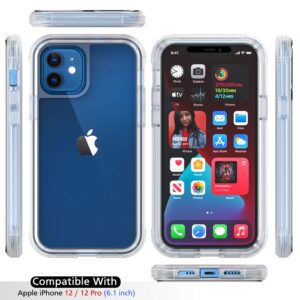 Cyberowl Compatible with iPhone 12 Case/iPhone 12 Pro Case 6.1 inch with Built-in Screen Protector Full-Body Rugged Slim Fit Shockproof Hard Plastic & Soft TPU Resistant Cover (Clear)