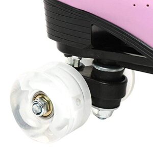 Women's Roller Skates, Leather Roller Skates High-top Roller Skates Four-Wheel Shiny Roller Skates for Kids and Adults