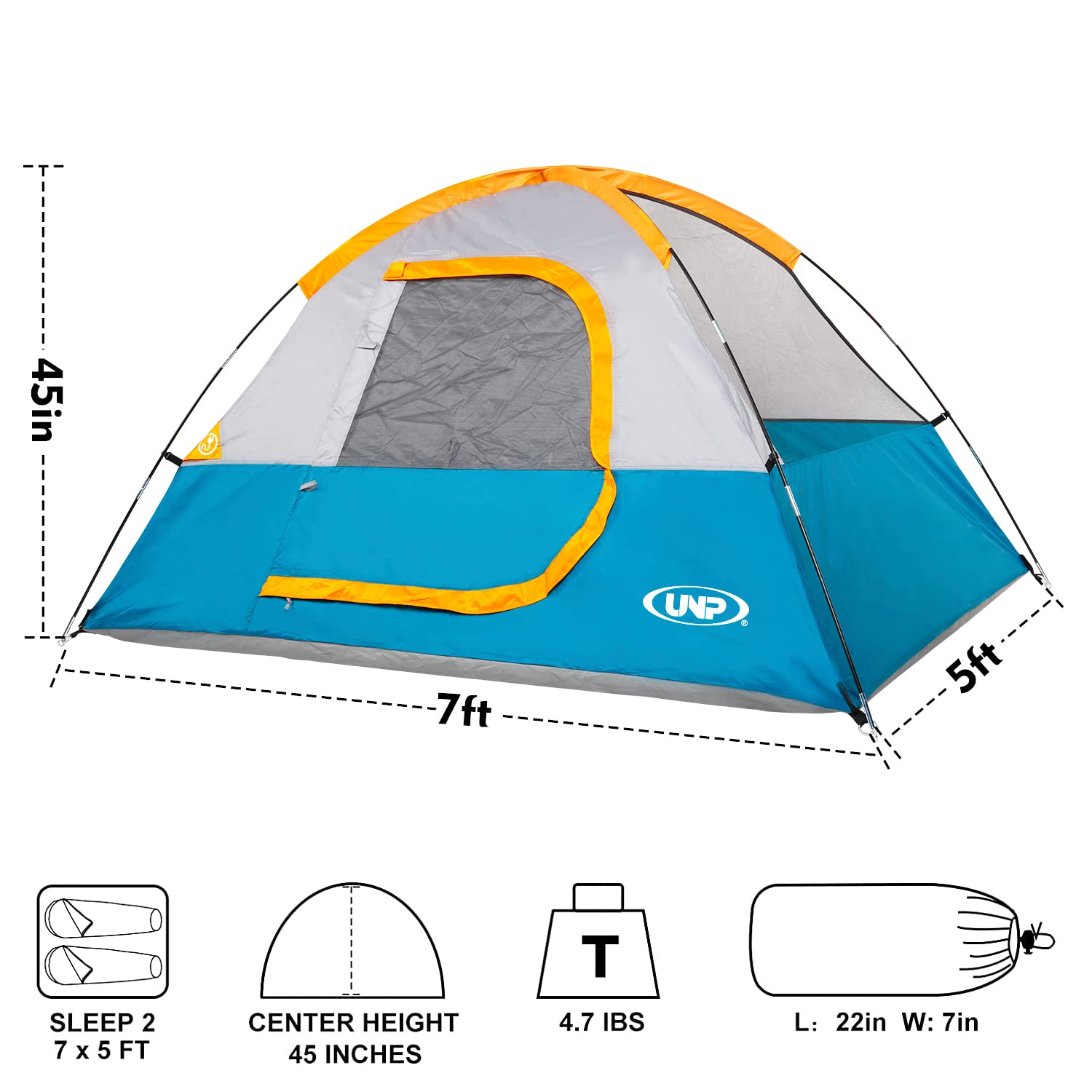 Camping Tent 2 Person, Waterproof Windproof Tent with Rainfly Easy Set up-Portable Dome Tents for Camping