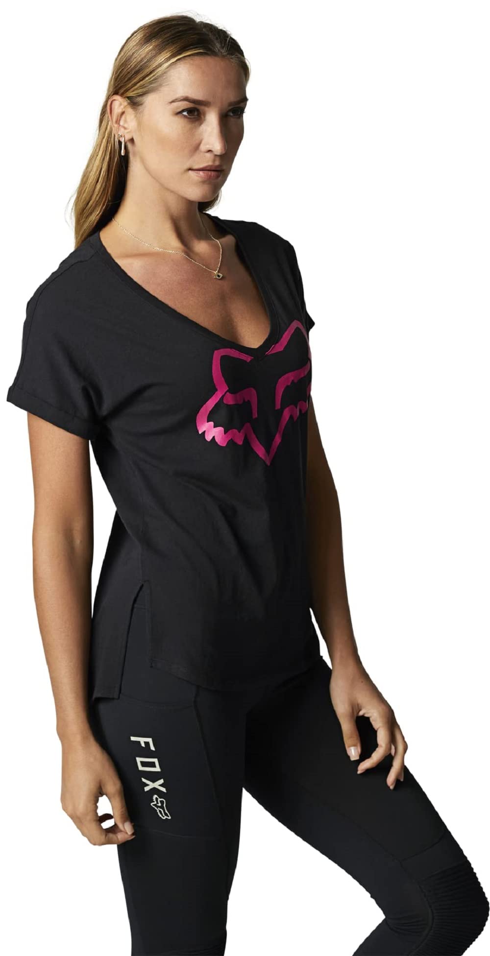 Fox Racing womens Boundary Short Sleeve Top fashion t shirts, Black/Pink, X-Small US