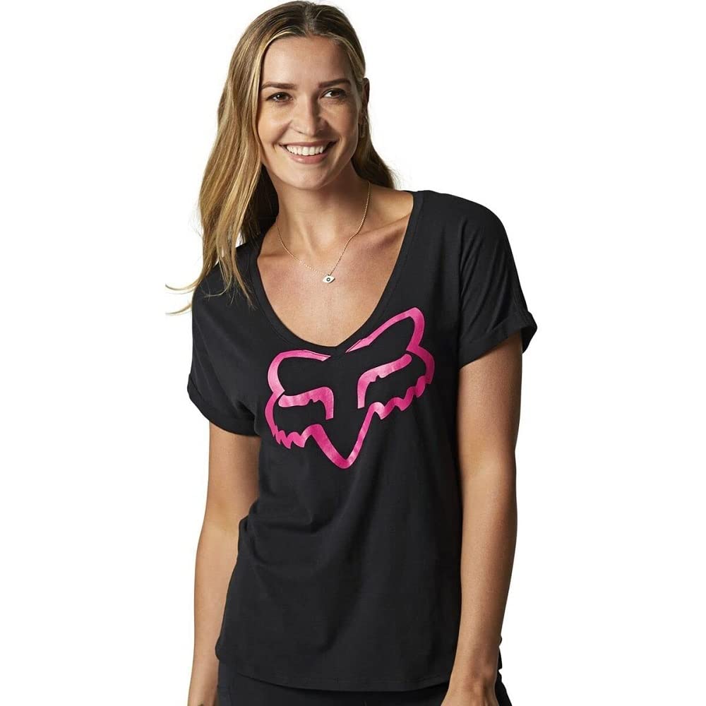 Fox Racing womens Boundary Short Sleeve Top fashion t shirts, Black/Pink, X-Small US