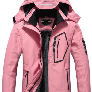 SUOKENI Women's Waterproof Warm Winter Snow Coat Hooded Raincoat Ski Snowboarding Jacket