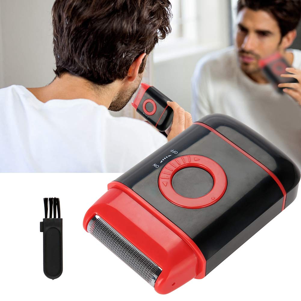 Electric Trimmer for Men, Mens Electric Pro Lithium Dry Wet Waterproof Facial Trimmer Portable Face Trimmer Cordless Travel with Beard Pop up Trimmer for Husband Dad Red