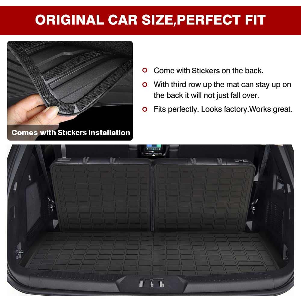 KUST Cargo Liner for 2020-2024 Ford Explorer Accessories Behind 2nd Row Seats All Weather Trunk Liner Floor Mat Black