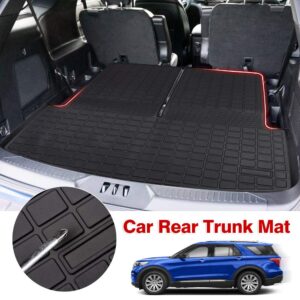 KUST Cargo Liner for 2020-2024 Ford Explorer Accessories Behind 2nd Row Seats All Weather Trunk Liner Floor Mat Black