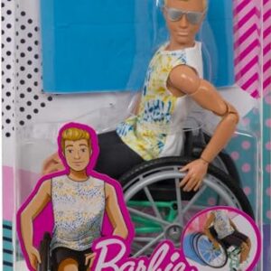 Barbie Ken Fashionistas Doll #167 with Wheelchair and Ramp Wearing Tie-Dye Shirt, Black Shorts and Accessories (Amazon Exclusive)