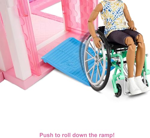 Barbie Ken Fashionistas Doll #167 with Wheelchair and Ramp Wearing Tie-Dye Shirt, Black Shorts and Accessories (Amazon Exclusive)