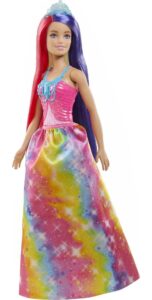 barbie dreamtopia royal doll with extra-long two-tone fantasy hair, hairbrush, headband & styling accessories