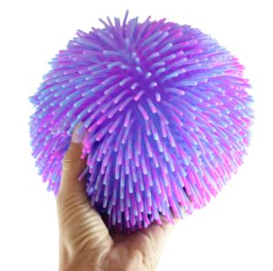 1 multi-color tie dye swirl jumbo 8" puffer ball - sensory therapy fidget stress balls - ot autism spd (1 purple, blue, and pink)