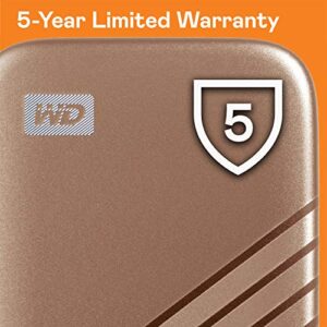 Western Digital 2TB My Passport SSD Portable External Solid State Drive, Gold, Sturdy and Blazing Fast, Password Protection with Hardware Encryption - WDBAGF0020BGD-WESN